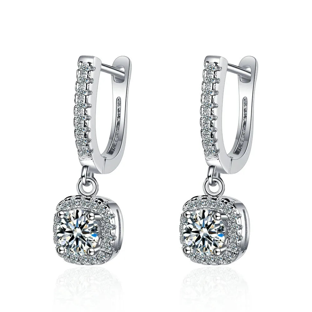 Certified Moissanite Hoop Earring for Women 925 Sterling Silver round Diamond Dangle Earring Tiny Cartilage Huggies Drop Earring