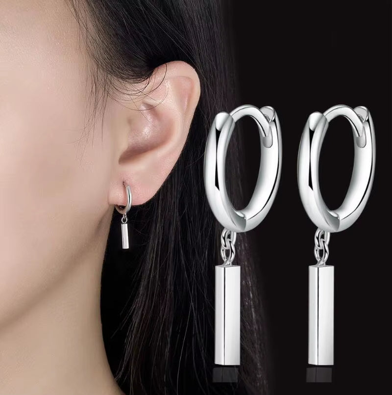 Vintage Flower Crystal Hoop Earring Women 925 Sterling Silver Pink Cherry Blossoms Drop Earring Wedding Statement Earring