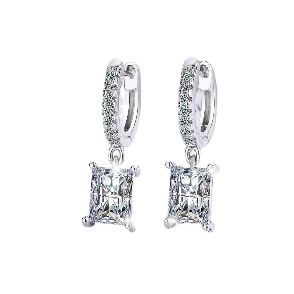 Certified Moissanite Hoop Earring for Women 925 Sterling Silver round Diamond Dangle Earring Tiny Cartilage Huggies Drop Earring