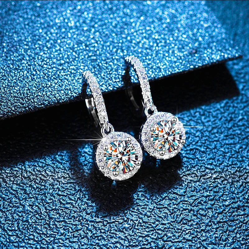 Certified Moissanite Hoop Earring for Women 925 Sterling Silver round Diamond Dangle Earring Tiny Cartilage Huggies Drop Earring